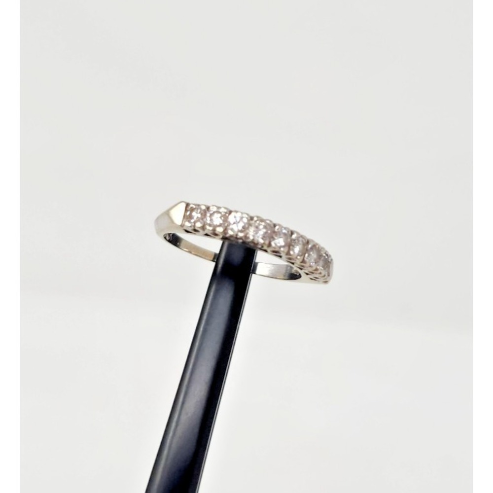 Vintage 14K White Gold Diamond Fishtail Style Setting Band‎ Ring Size 7 • 2.56g